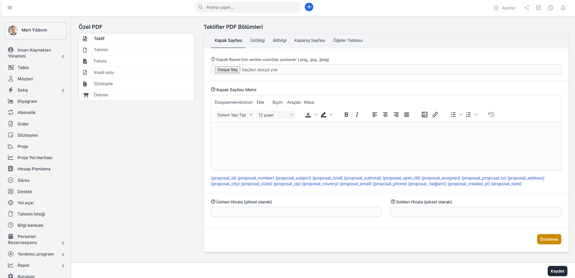 Özel Yazılım Entegrasyonu